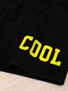 SHEIN Baby Boy Cartoon Graphic Tank Top & Letter Graphic Shorts