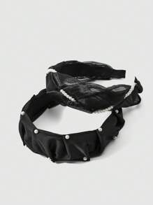 2pcs Girls Faux Pearl Decor Headband For Daily Life
