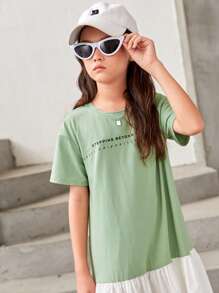 SHEIN Tween Girl Cartoon Graphic Contrast Ruffle Hem Smock Dress - Multicolor - View 4