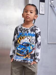 SHEIN Young Boy Car & Letter Graphic Tie Dye Tee - Multicolor - View 4
