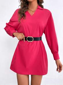 SHEIN Essnce 素色直筒洋裝不附腰帶 - 玫紅色 - 查看 1