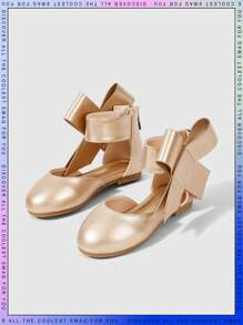 Cô gái nơ trang trí kim loại không trượt lại dép có dây kéo cho ngoài trời - Vàng - Xem 1