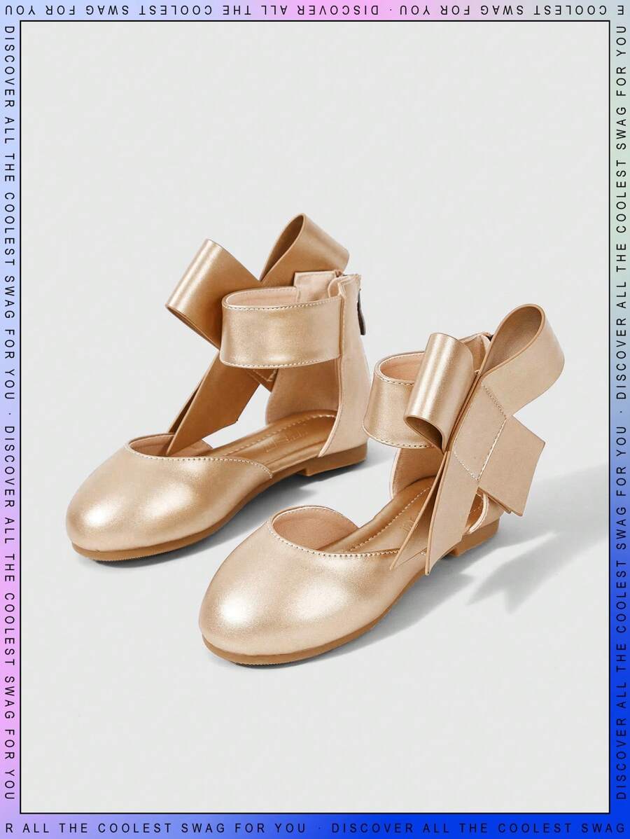 Cô gái nơ trang trí kim loại không trượt lại dép có dây kéo cho ngoài trời - Vàng - Xem 1