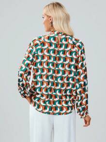 SHEIN Clasi In Toàn bộ Đường viền lỗ khóa Áo sơ mi - Nhiều màu - Xem 2