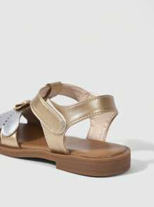 女孩蝴蝶裝飾防滑金屬質感踝帶平底涼鞋適用於戶外 - 彩色 - 查看 8