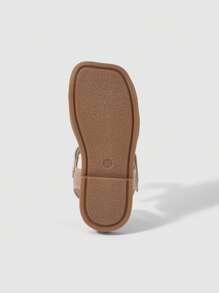 女孩蝴蝶裝飾防滑金屬質感踝帶平底涼鞋適用於戶外 - 彩色 - 查看 9