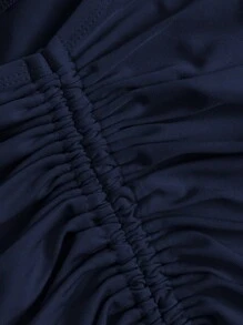 SHEIN ICON 素色褶邊開衩短裙