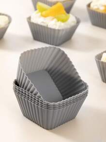 SHEIN Basic living 6pcs Square Silicone Cupcake Muffin Baking Cups Liners Reusable Non-Stick Cake Molds Sets - Grey - View 2