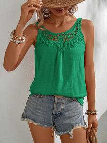 SHEIN LUNE Guipure Lace Panel Cami Top