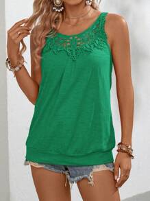SHEIN LUNE Guipure Lace Panel Cami Top