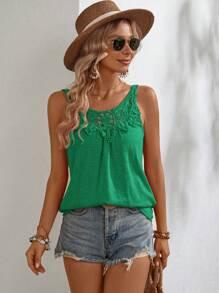 SHEIN LUNE Guipure Lace Panel Cami Top