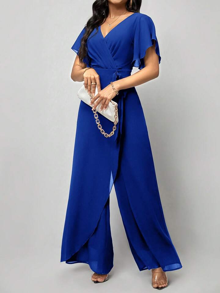 nofficialnoffice☆ANGEL RIBBON GLOSSY PADDING JUMPER Pants & Jumpsuits | Shein Modely Plus Notched Neck