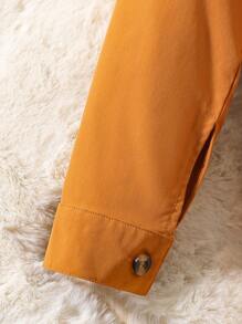 SHEIN Tween Girl Two Tone Lapel Neck Shirt Dress - Multicolor - View 4