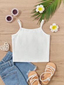 SHEIN Leap Crew 青少年女孩休闲纯色吊带背心