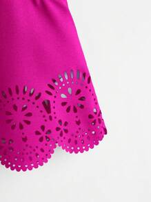 SHEIN LUNE Top sin mangas con escote en la espalda y recorte de concha cortado con láser, informal - Rojo violeta - Ver 4