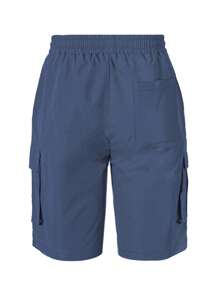 Manfinity EMRG 男士翻蓋口口袋側邊寬鬆工裝短褲 - 藏蓝色 - 查看 2