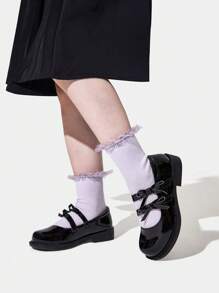 Chicas Zapatos mary jane con diseño de lazo preppy para exterior