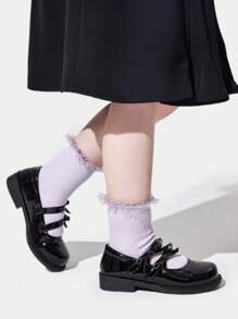Chicas Zapatos mary jane con diseño de lazo preppy para exterior
