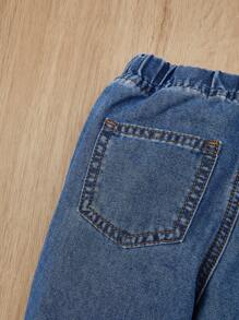 SHEIN garoto jovem Rasgado Desfiado Amarração Frontal Jeans Jogger