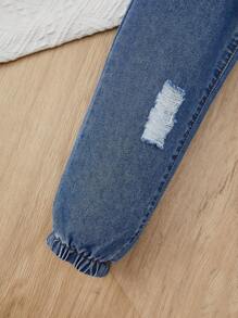 SHEIN garoto jovem Rasgado Desfiado Amarração Frontal Jeans Jogger