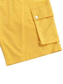 Manfinity EMRG Lỏng lẻo phù hợp Nam Cargo Quần short Với Flap túi , Bên Eo dây rút - Màu vàng - Xem 7