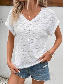 SHEIN Frenchy T-Shirt mit Einfarbig Fledermausärmeln,