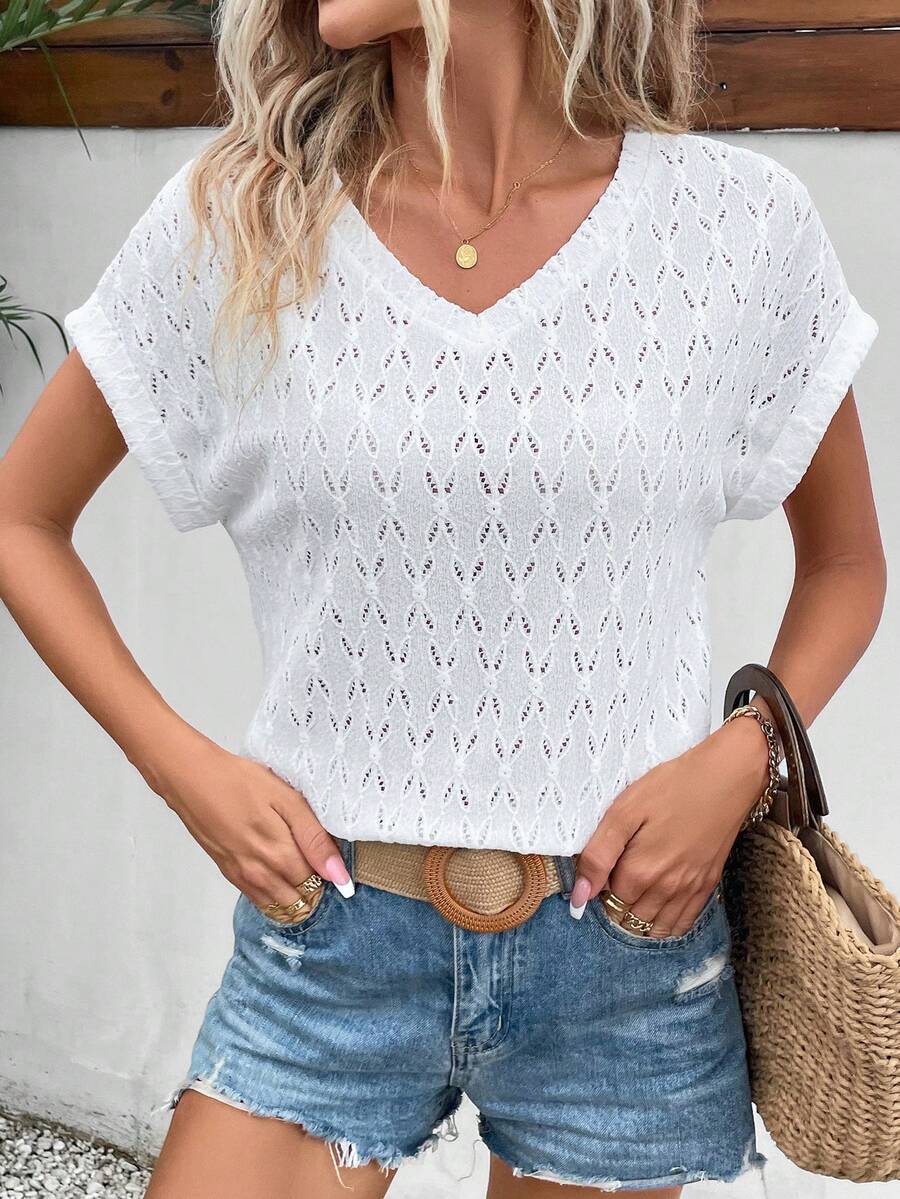 SHEIN Frenchy T-Shirt mit Einfarbig Fledermausärmeln,