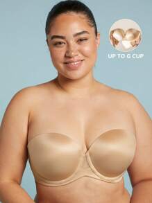 LUVLETTE Áo ngực không dây hỗ trợ Dream Curve + Satin - Màu be - Xem 12