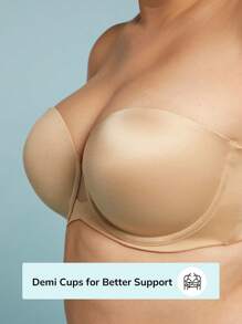 LUVLETTE Áo ngực không dây hỗ trợ Dream Curve + Satin - Màu be - Xem 3
