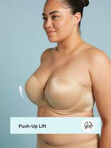 LUVLETTE Áo ngực không dây hỗ trợ Dream Curve + Satin - Màu be - Xem 4