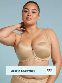 LUVLETTE Áo ngực không dây hỗ trợ Dream Curve + Satin - Màu be - Xem 7