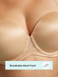 LUVLETTE Áo ngực không dây hỗ trợ Dream Curve + Satin - Màu be - Xem 8
