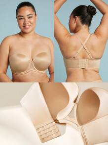 LUVLETTE Áo ngực không dây hỗ trợ Dream Curve + Satin - Màu be - Xem 11