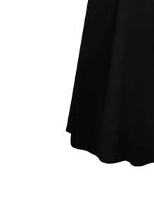 SHEIN Unity Plus Contrast Mesh Tie Neck Butterfly Sleeve Dress - Black - View 4