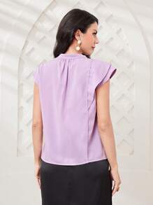 Modelyn 素色缺口領蝙蝠袖襯衫 - 紫色 - 查看 2