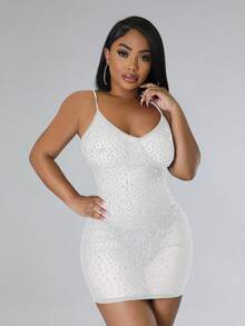 Váy ngắn hở vai phối ren xuyên thấu gợi cảm cho nữ, không tay, dây mảnh, kiểu dáng hai dây co giãn cao, dự tiệc, trang phục dự tiệc Halloween cho nữ, - trắng - Xem 3