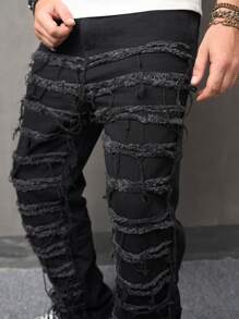 Manfinity EMRG Loose Men's Solid Raw Trimmed Casual Slant Pocket Jeans Going Out Street Vacation College Party