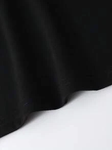 Manfinity 男士字母圖案T恤 - 黑色 - 查看 4