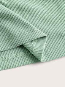 SHEIN ICON Solid Ring Detail Halter Top - Mint Green - View 3