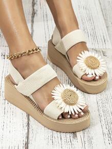 Fashionable Wedge Sandals - Beige - View 1
