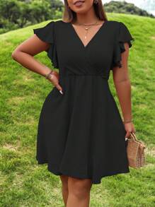 Sunserae Pure Plus Butterfly Sleeve Dress - Black - View 4