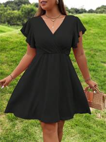 Sunserae Pure Plus Butterfly Sleeve Dress - Black - View 5