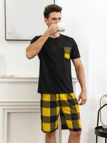 男士格紋印花睡衣套裝 - 彩色 - 查看 4