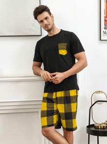 男士格紋印花睡衣套裝 - 彩色 - 查看 5