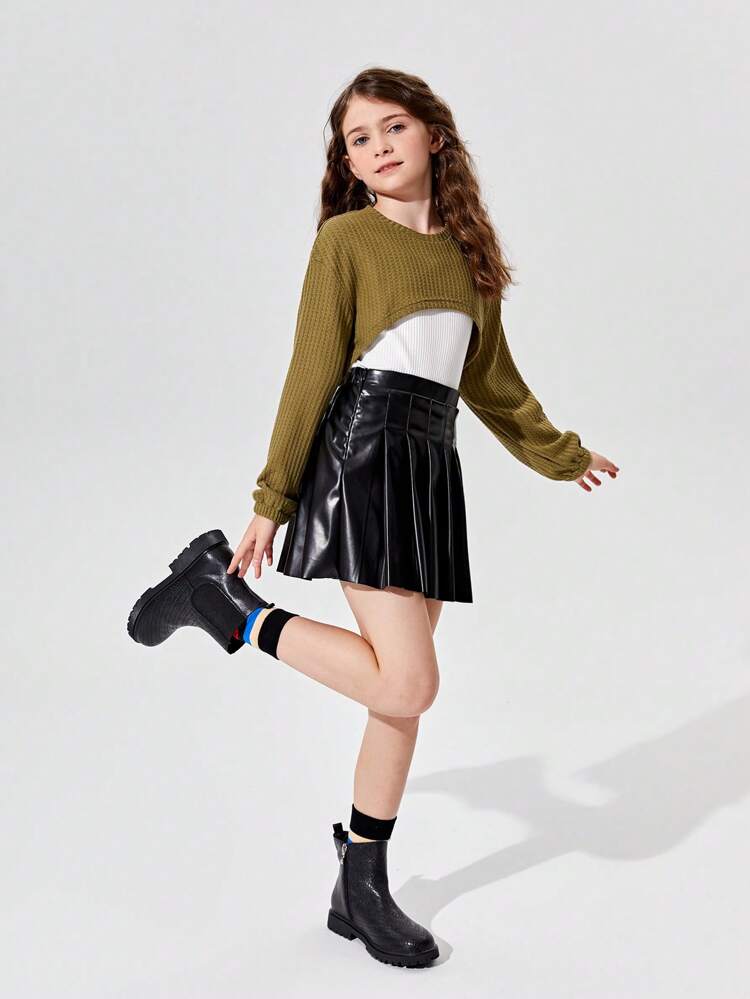 Girls Zipper Side Fashion Combat Boots For Outdoor
