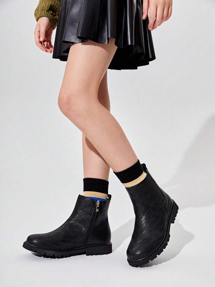 Girls Zipper Side Fashion Combat Boots For Outdoor