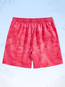 ROMWE MEN Anime Men Figure & Letter Graphic Drawstring Waist Shorts - Hot Pink - View 2