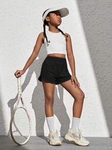 Leap Crew Nova Glow Tween Girl Phone Pocket Side Active Skort - Black - View 4