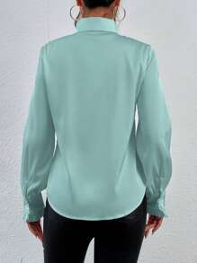 Aveloria Camisa unicolor ribete con fruncido