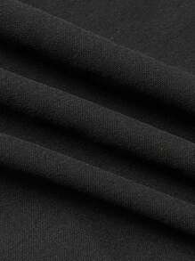 SHEIN LUNE 蕾絲邊紐扣細節吊帶洋裝 - 黑色 - 查看 4